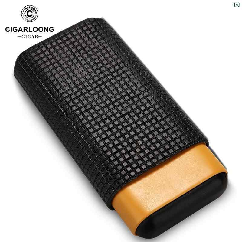 タバコグッズ　タバコ用品　かっこいい　大人 CIGARLOONG シガーケース 牛革 保湿 レザーケース ポータブル シダーウッド 3本 パック CLH 21 BW 1