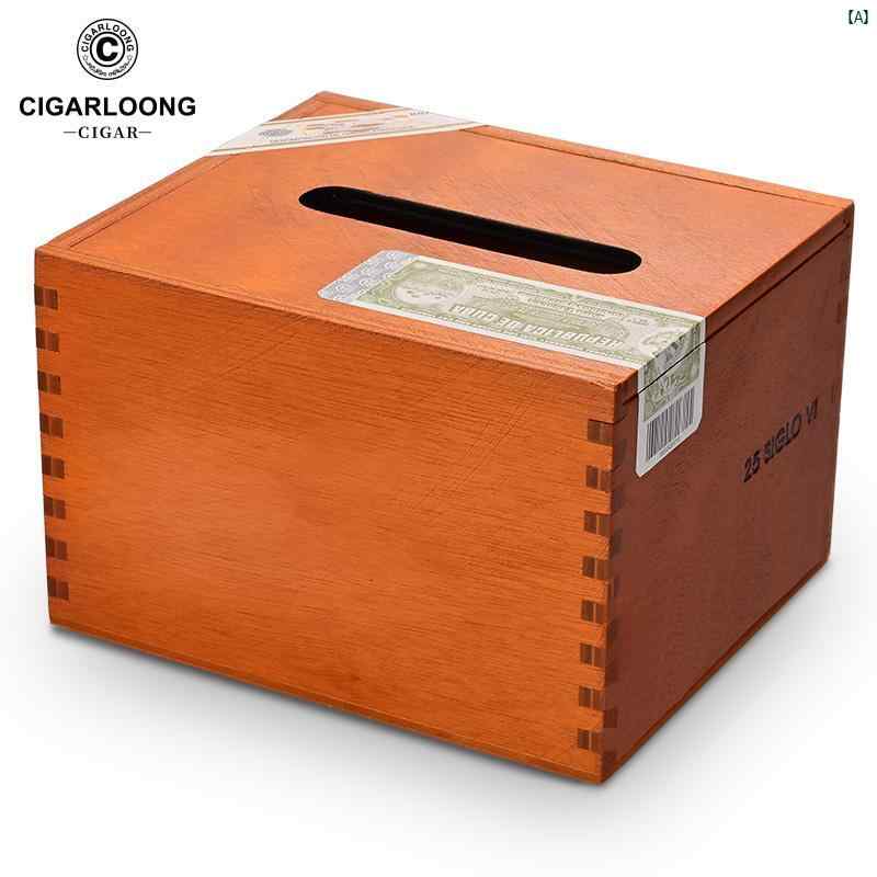 タバコグッズ　タバコ用品　かっこいい　大人 CIGARLOONG ティッシュ ボックス 収納 家庭用 無垢材 多機能 紙 引き出し CLT 21 BW 2