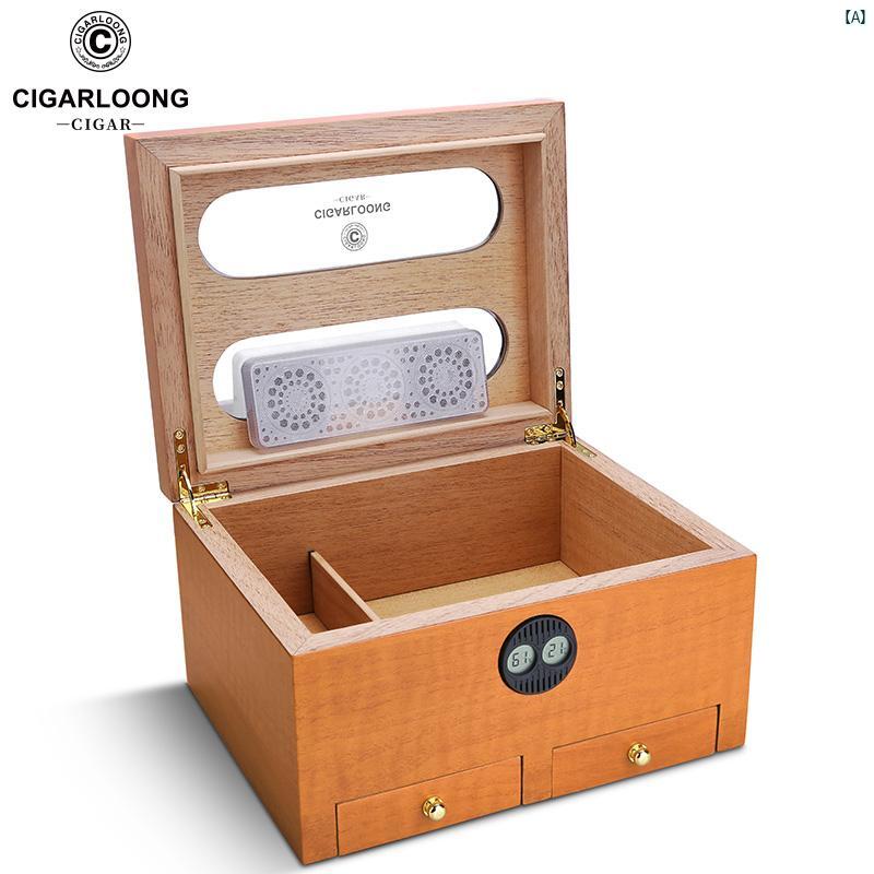 タバコグッズ　タバコ用品　かっこいい　大人 CIGARLOONG シガー ヒュミドール 杉 材大容量 収納 密閉 二層 CLA 21 AW 1