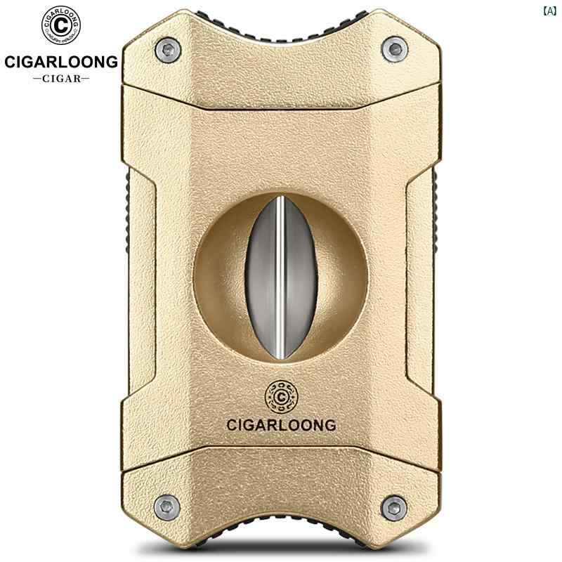 タバコグッズ　タバコ用品　かっこいい　大人 CIGARLOONG シガーカッター ポータブル V 字型 ステンレス シガー プライヤー 多機能 ホール オープナー CLJV 003