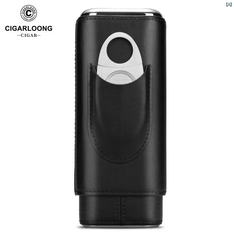 タバコグッズ　タバコ用品　かっこいい　大人 CIGARLOONG シガーセット シガーボックス ポータブル シダーウッド ヒュミドール 3本 パック タバコ ボックス CF 0138