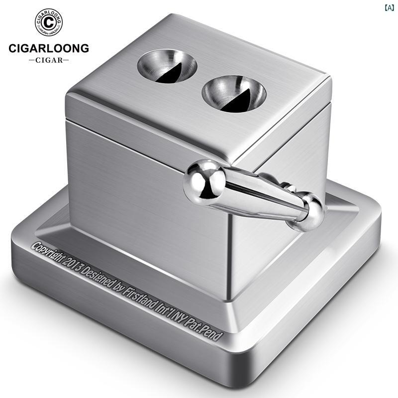 タバコグッズ　タバコ用品　かっこいい　大人 CIGARLOONG 葉巻 さみ ステンレス デスク トップ ホール オープナー 鋭い 刃 V ノッチ ハサミ