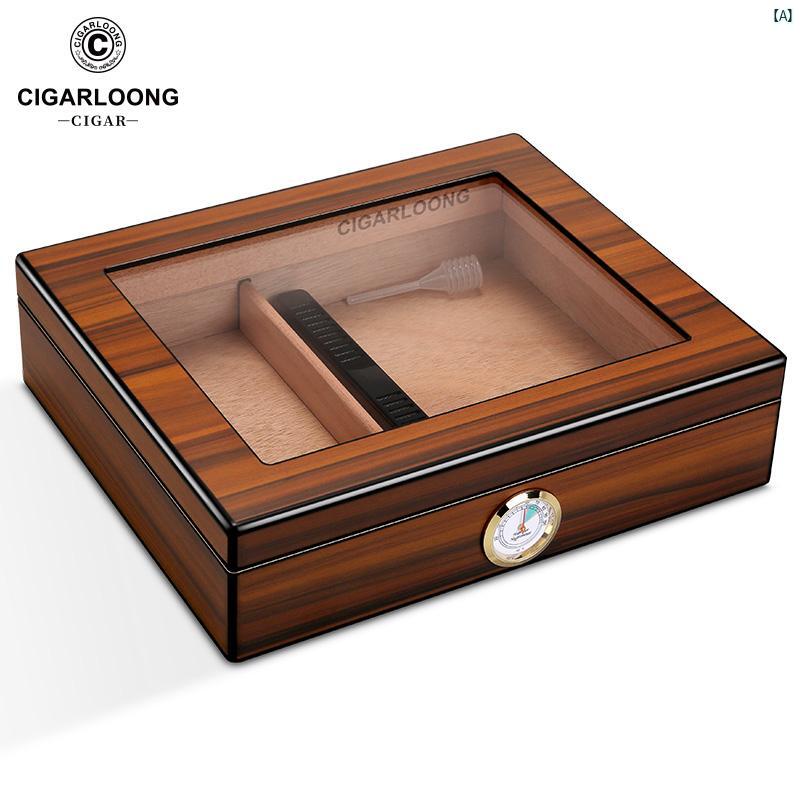 タバコグッズ　タバコ用品　かっこいい　大人 CIGARLOONG シガー ヒュミドール シダーウッド大容量 デュアルゾーン ストレージ CLA 21 KY 11