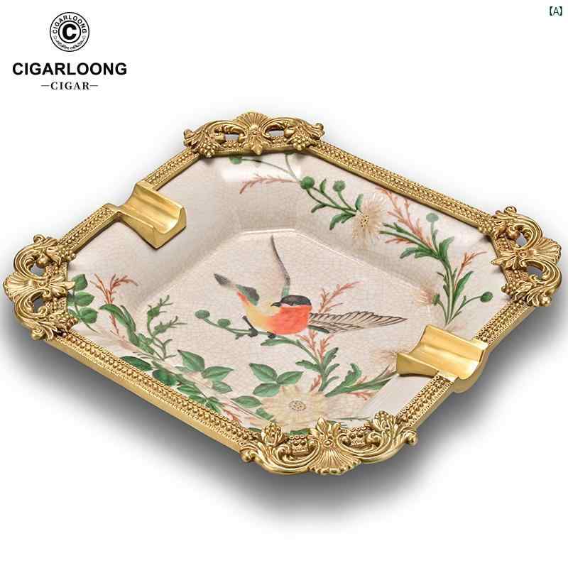 タバコグッズ　タバコ用品　かっこいい　大人 CIGARLOONG シガー 灰皿 ヨーロピアン ブロンズ セラミック タバコ 受け皿 家庭用大 直径 CLG 21 HF 2