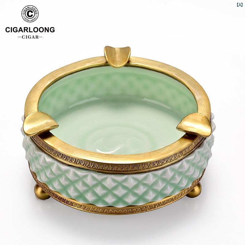 タバコグッズ　タバコ用品　かっこいい　大人 CIGARLOONG シガー 灰皿 ブロンズ セラミック マルチ 口径 オーナメント タバコ ディスク CLG 21 HF 1