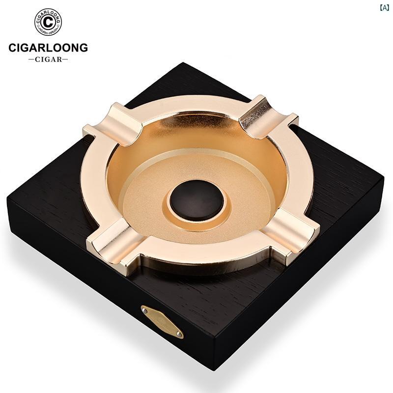 タバコグッズ　タバコ用品　かっこいい　大人 CIGARLOONG シガー 灰皿大 口径 無垢材 マットゴールド 家庭用 たばこ 皿 CL 3016