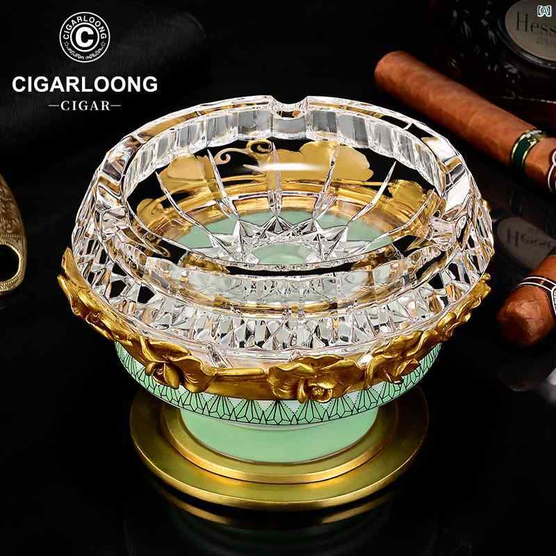 タバコグッズ　タバコ用品　かっこいい　大人 CIGARLOONG シガー 灰皿 オーストリア製 クリスタル 象嵌 銅製 オーナメント CLG 21 CAC 3