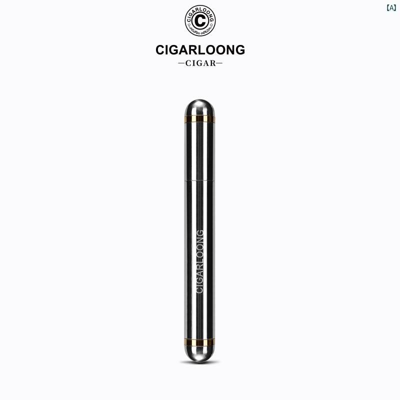 タバコグッズ　タバコ用品　かっこいい　大人 CIGARLOONG シガー チューブ 密閉 ステンレス シングル大 直径 ポータブル 保湿