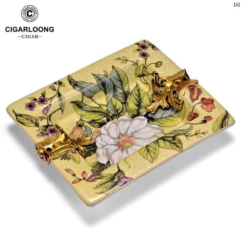 タバコグッズ　タバコ用品　かっこいい　大人 CIGARLOONG 葉巻 灰皿大 直径 セラミック 滑り止め ベース オーナメント 煙