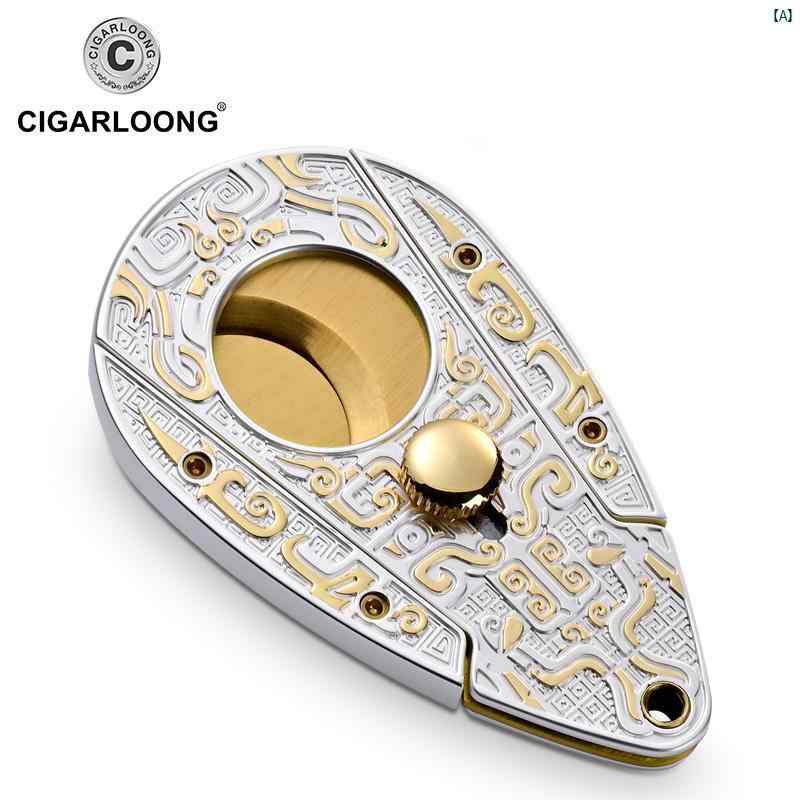 タバコグッズ　タバコ用品　かっこいい　大人 CIGARLOONG 葉巻 ハサミ シャープ ポータブル 開閉 さみ ステンレス ギフト ボックス