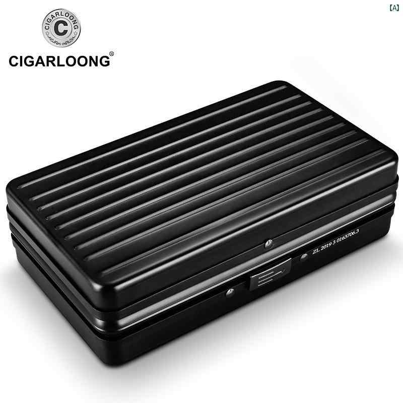タバコグッズ　タバコ用品　かっこいい　大人 CIGARLOONG シガーボックス ポータブル ヒュミドール アルミニウム 合金 シダーウッド シガー 8 パック CLA 20 EI 1