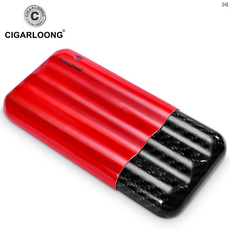 タバコグッズ　タバコ用品　かっこいい　大人 CIGARLOONG 葉巻 保湿 チューブ 炭素 繊維 素材 ポータブル 3 パック 喫煙 セット ギフト ボックス