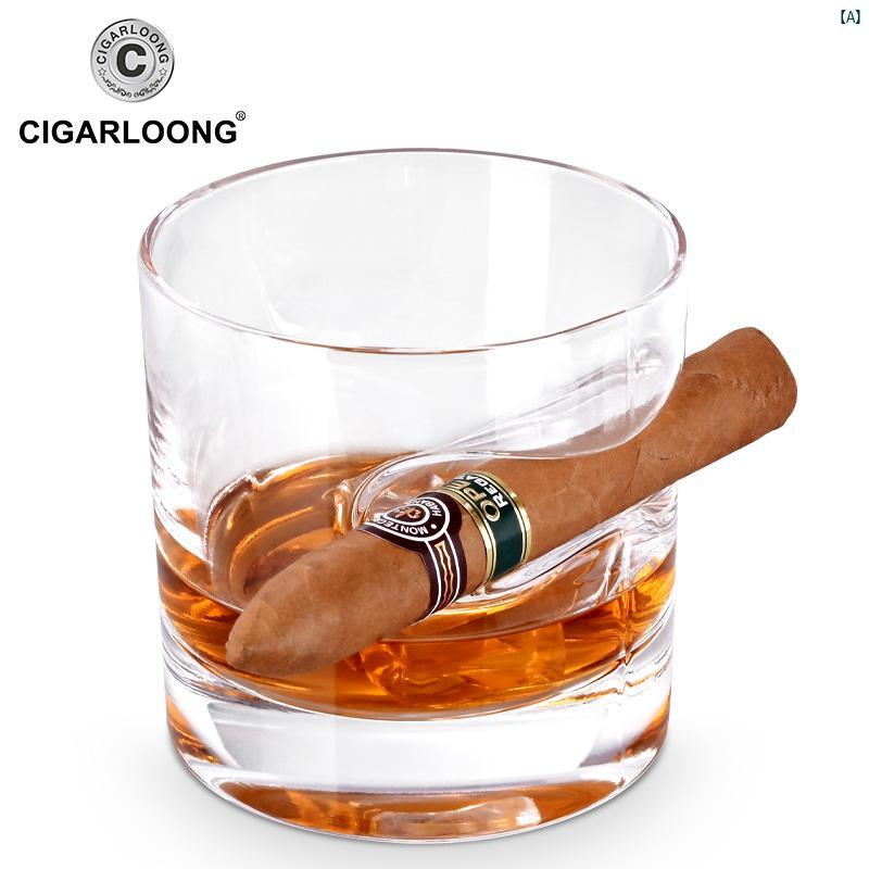 タバコグッズ　タバコ用品　かっこいい　大人 CIGARLOONG ウイスキー シガー カップ大 口径 フルート クリスタル ワイン カップ クリア 半透明 品種