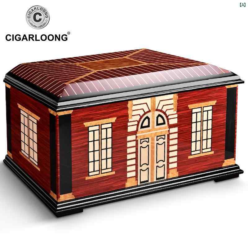 タバコグッズ　タバコ用品　かっこいい　大人 CIGARLOONG シガーボックス 杉 材 温度 計 湿度 付き 加 湿 器 タバコ ボックス CLA 20 BAB 1