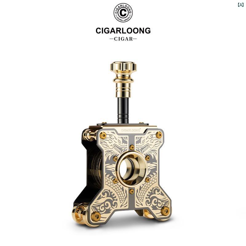 タバコグッズ　タバコ用品　かっこいい　大人 CIGARLOONG ステンレス シガーカッター デスク トップ 中国 ドラゴン パターン アート ギフト ボックス CLJ 72