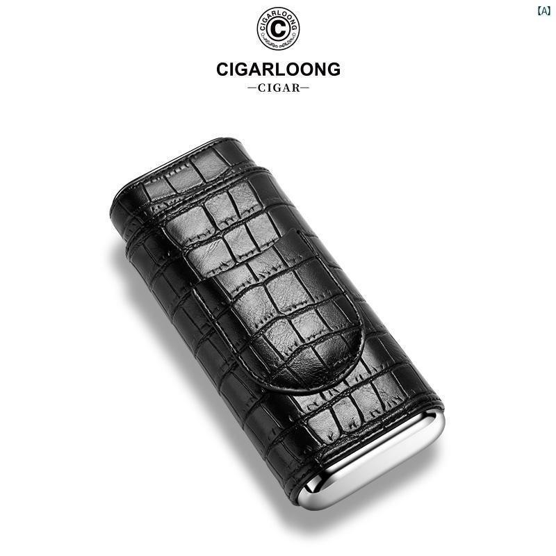 タバコグッズ　タバコ用品　かっこいい　大人 CIGARLOONG シガーセット ポータブル 3本 パック シガレットケース キューバ シガー 保湿 ツール セット CH 24 FA