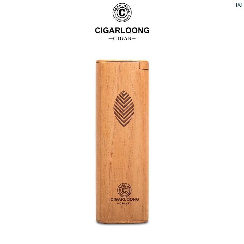 タバコグッズ　タバコ用品　かっこいい　大人 CIGARLOONG シガーセット 保湿 杉 材 ポータブル ログ シガーボックス シガー ヒュミドール