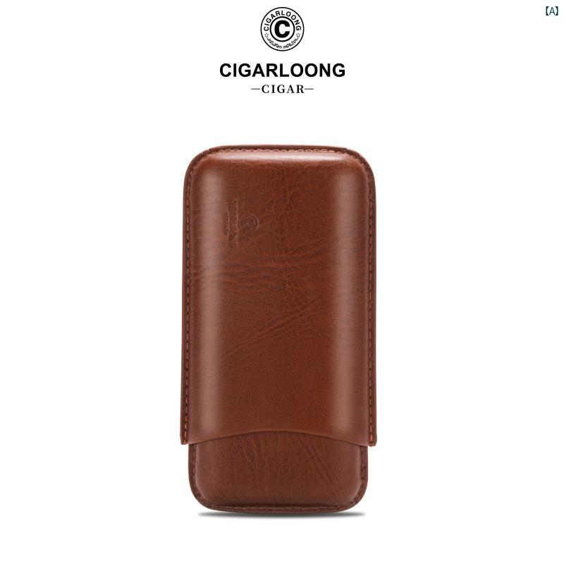 タバコグッズ　タバコ用品　かっこいい　大人 CIGARLOONG シガーセット 3 パック ポータブル トラベル 牛革 ファッション ヒュミドール CH 24 ER 2