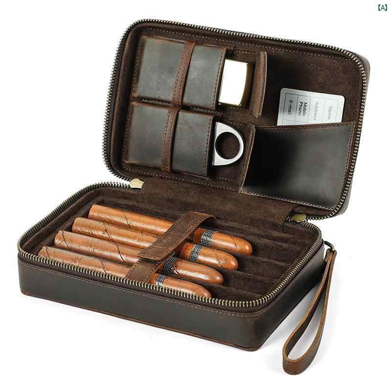 タバコグッズ　タバコ用品　かっこいい　大人 ナス 葉巻 セット 喫煙 ポータブル ボックス レトロ 牛革 CH 24 CY 6