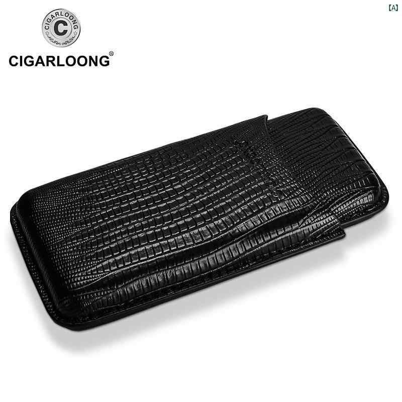タバコグッズ　タバコ用品　かっこいい　大人 CIGARLOONG シガーケース ポータブル 牛革 シガー 保湿 レザーケース アクセサリー 3本 パック CLH 20 CE 1
