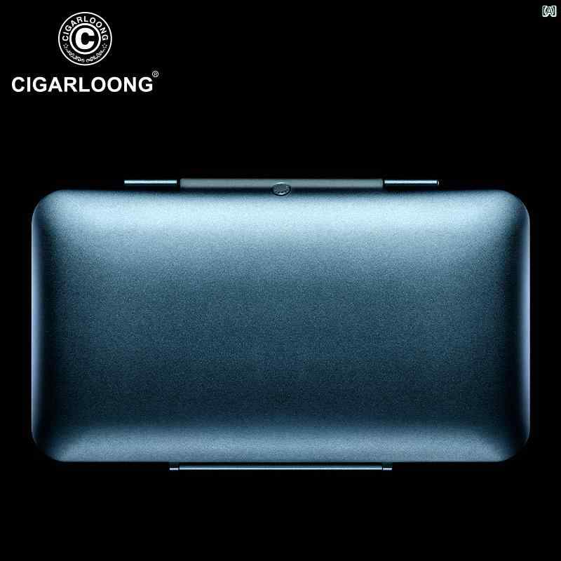 タバコグッズ　タバコ用品　かっこいい　大人 CIGARLOONGQielong シガーボックス 薄型 アルミニウム ポータブル シガーボックス大容量 ヒュミドール 密封 10個