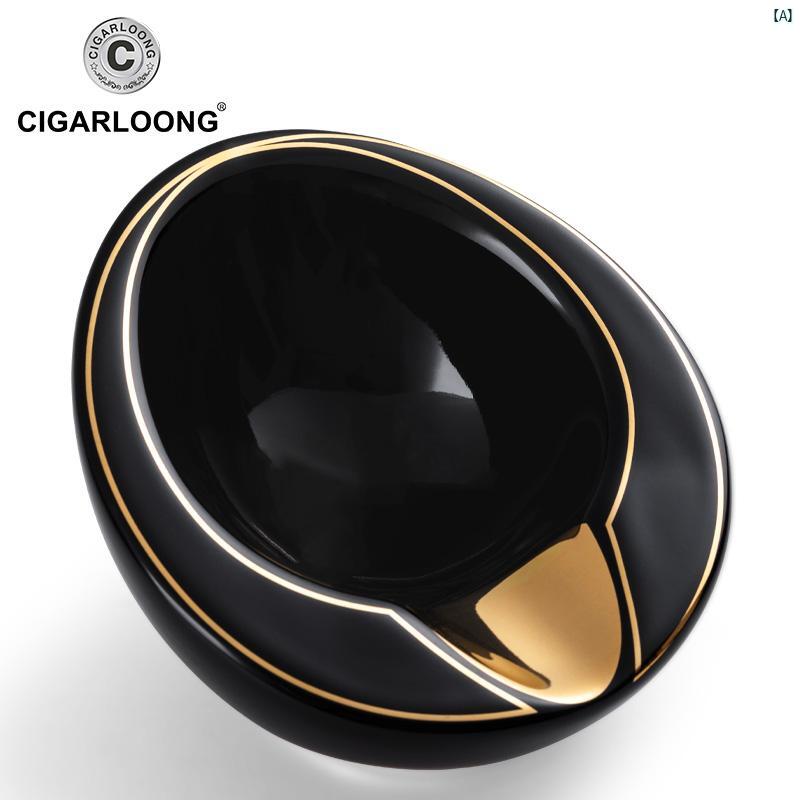 タバコグッズ　タバコ用品　かっこいい　大人 CIGARLOONG シガー 灰皿大 直径 葉巻 トラフ ブライト ゴールド ストローク リビング ルーム 装飾 消 煙 器