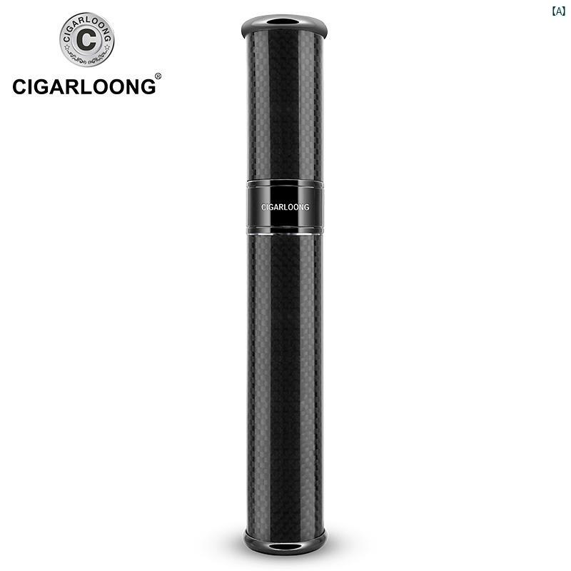 タバコグッズ　タバコ用品　かっこいい　大人 CIGARLOONG シガー チューブ 旅行 ポータブル 密封 ウェット シングル カー ボン ファイバー