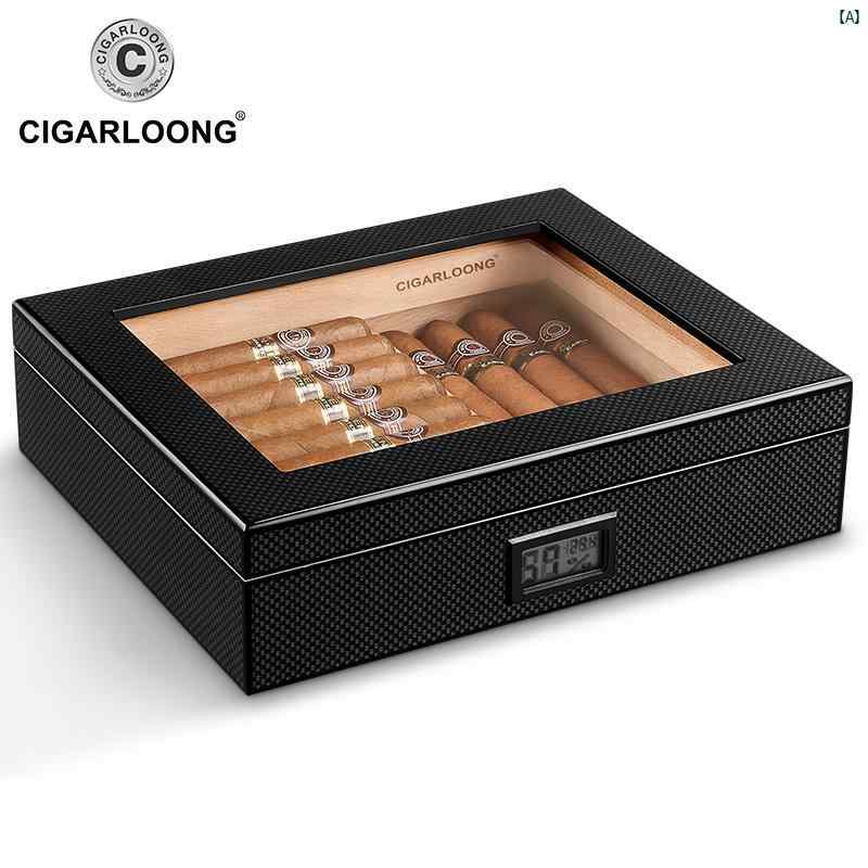 タバコグッズ　タバコ用品　かっこいい　大人 CIGARLOONG シガー ヒュミドール 杉 材 透明 天窓 プロ