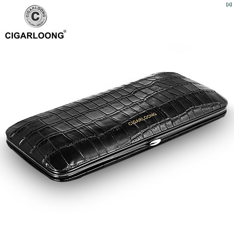 タバコグッズ　タバコ用品　かっこいい　大人 CIGARLOONG シガーケース 軽量 ワニ 革 パターン ポータブル シガー ヒュミドール プロ シガーボックス