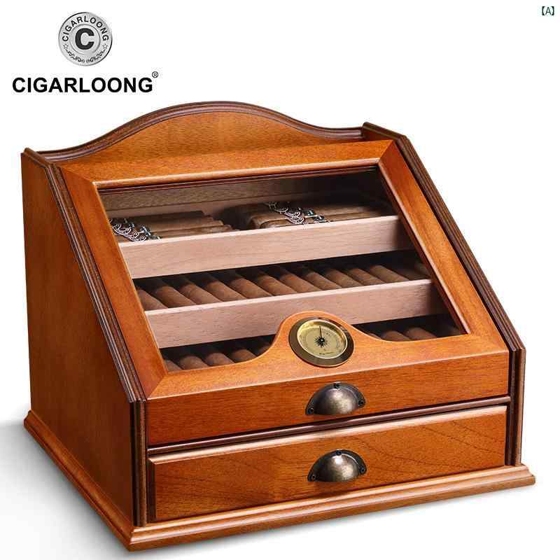 タバコグッズ　タバコ用品　かっこいい　大人 CIGARLOONG シガーボックス ま ろか 杉 材 無垢材 葉巻 ヒュミドール プロ 喫煙 シガーケース