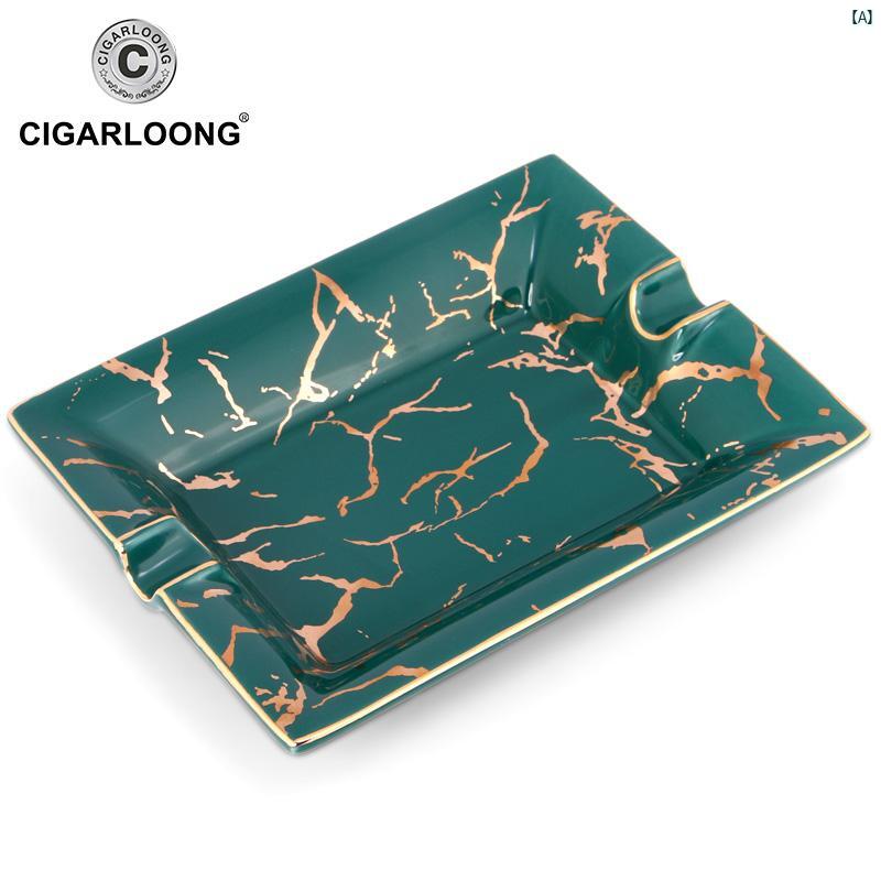 タバコグッズ　タバコ用品　かっこいい　大人 CIGARLOONG シガー 灰皿 ホーム リビング ルーム 装飾 セラミック 大気 2 パック ギフト ボックス
