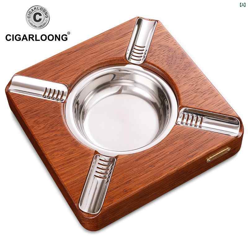 タバコグッズ　タバコ用品　かっこいい　大人 CIGARLOONG シガー 灰皿 無垢材 4 口 リビング ルーム 装飾 ギフト