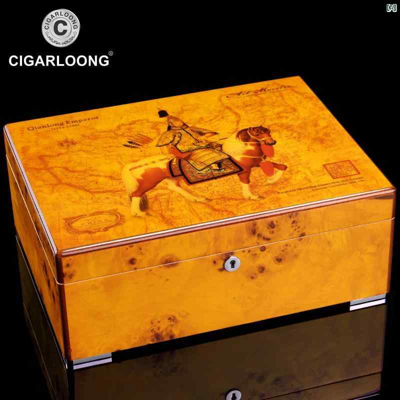 タバコグッズ　タバコ用品　かっこいい　大人 CIGARLOONG シガーボックス 木製 杉 材 シガー 加 湿 器 ボックス ビジネス メンズ ギフト