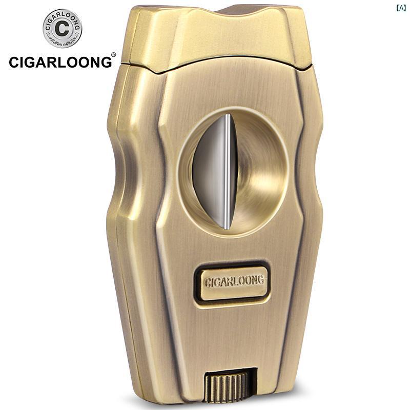 タバコグッズ　タバコ用品　かっこいい　大人 CIGARLOONG 葉巻 さみ 金属 ステンレス シャープ 滑らか 刃 厚手 ポータブル ギフト ボックス