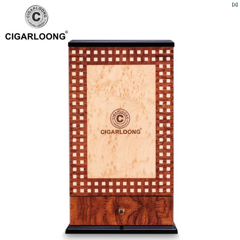 タバコグッズ　タバコ用品　かっこいい　大人 CIGARLOONG シガーボックス 無垢材 プロ ペイント 防虫 葉巻 6 層 杉 材 ヒュミドール