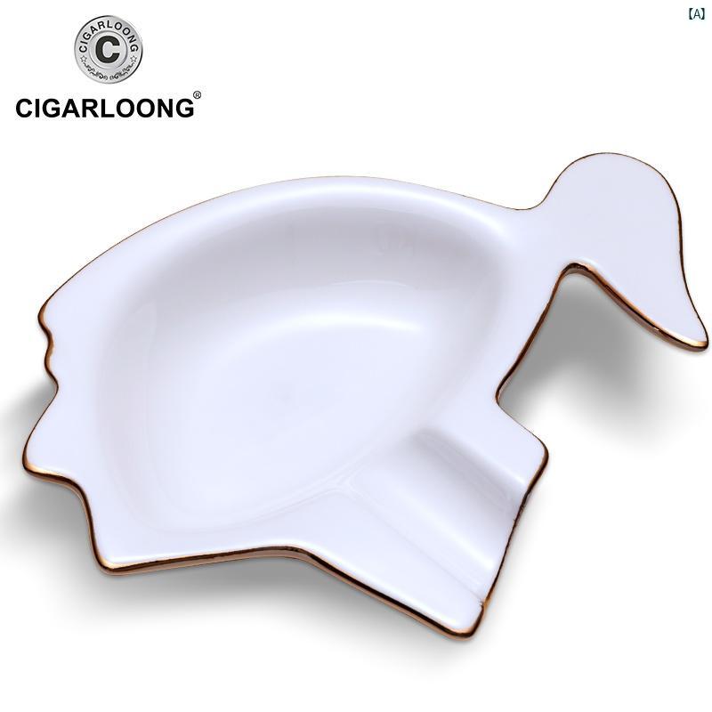 タバコグッズ　タバコ用品　かっこいい　大人 CIGARLOONG シガー 灰皿大 直径 シングル 口 タバコ トラフ セラミック 灰皿 リビング ルーム