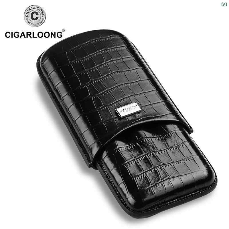 タバコグッズ　タバコ用品　かっこいい　大人 CIGARLOONG シガーケース トラベル ポータブル 3 パック シガー 保湿 レザーケース ギフト ボックス 包装 CL 501