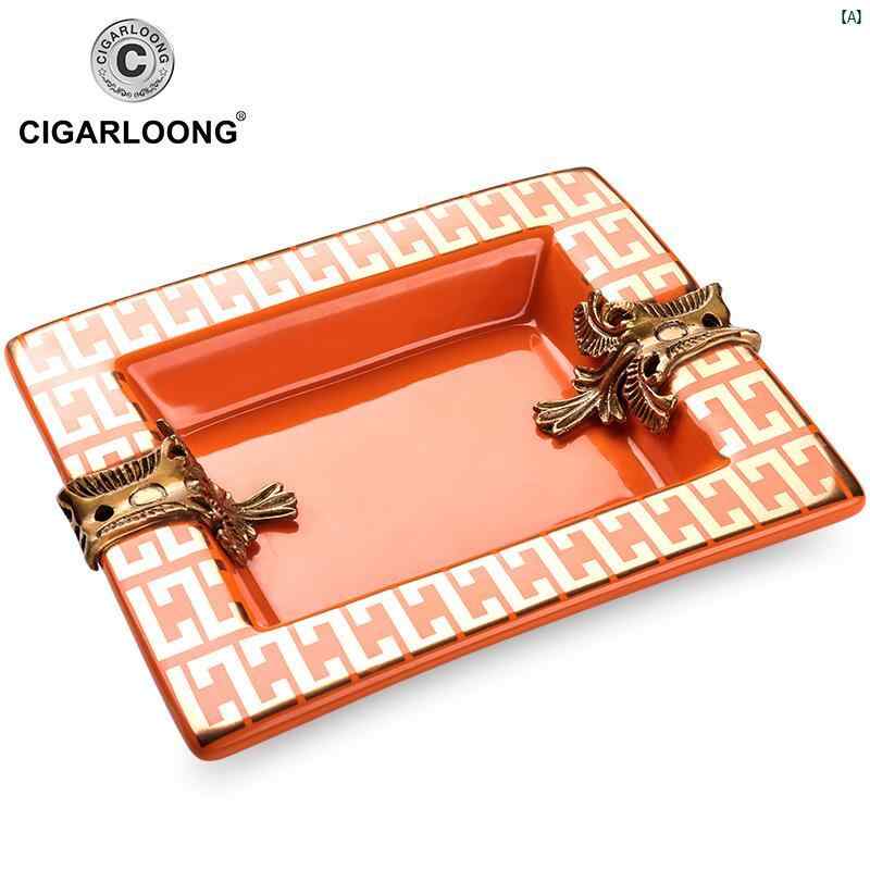 タバコグッズ　タバコ用品　かっこいい　大人 Kelong シガー 灰皿 ボーンチャイナ 装飾 飾り レトロ 彫刻 大型 葉巻