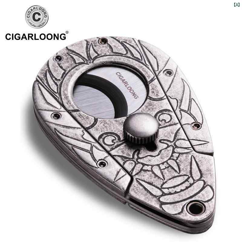 タバコグッズ　タバコ用品　かっこいい　大人 CIGARLOONG シガー ハサミ 鋭い 刃 ステンレス 精密 彫刻 エンボス 加工 厚手 ギフト ボックス CLJA 18