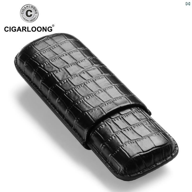 タバコグッズ　タバコ用品　かっこいい　大人 CIGARLOONG シガーケース 保湿 ケース トラベル ポータブル 2本 パック CLH 0050