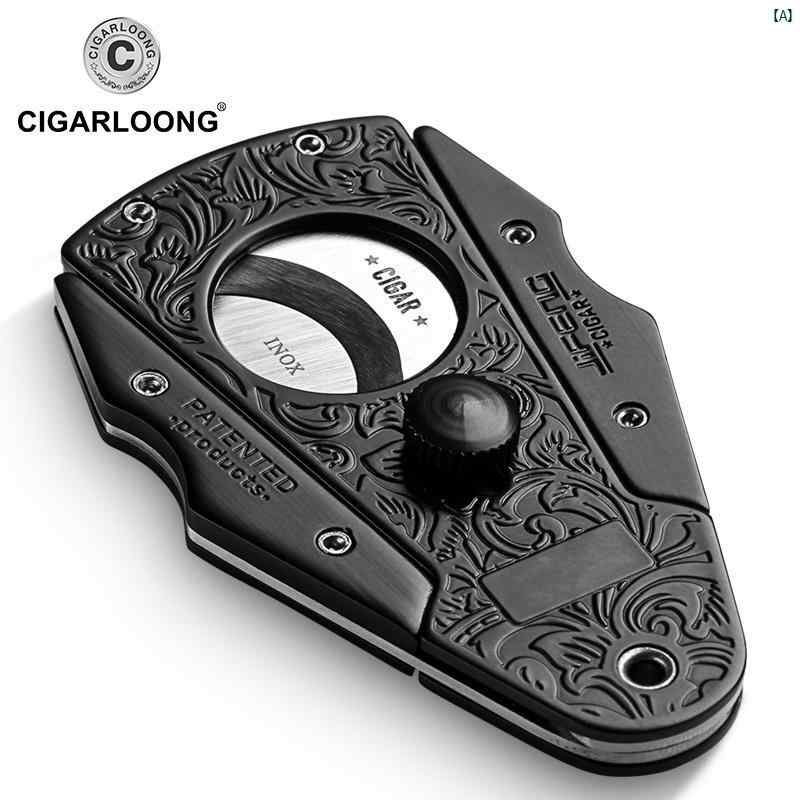 タバコグッズ　タバコ用品　かっこいい　大人 CIGARLOONG 葉巻 さみ ポータブル 鋭い 両刃 ナイフ カバー 付き ギフト ボックス CLJ 511