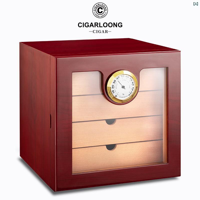 タバコグッズ　タバコ用品　かっこいい　大人 CIGARLOONG シガー ヒュミドール 無垢材 杉 材大容量 タバコ ボックス