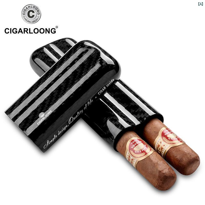 タバコグッズ　タバコ用品　かっこいい　大人 CIGARLOONG シガー モイスチャライザー チューブ ポータブル レトロ カー ボン ファイバー 3 パック 喫煙 アクセサリー