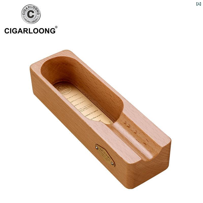 タバコグッズ　タバコ用品　かっこいい　大人 CIGARLOONG シガー 灰皿 レトロ merbau 無垢材 金属 彫刻 煙