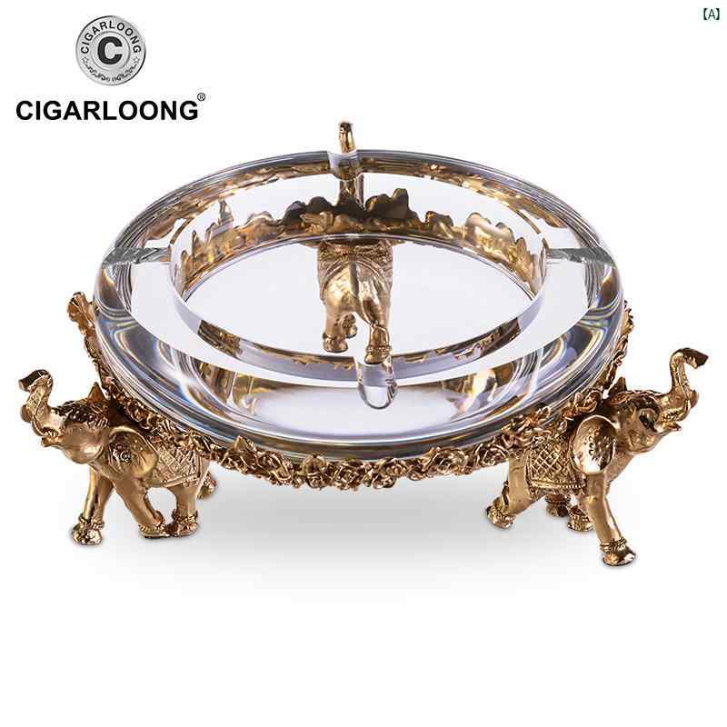 タバコグッズ　タバコ用品　かっこいい　大人 CIGARLOONG シガー 灰皿 ヨーロピアン オーストリア クリスタル 象 ブロンズ 彫刻大 径