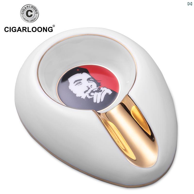 タバコグッズ　タバコ用品　かっこいい　大人 CIGARLOONG 葉巻 灰皿 ヨーロピアン セラミック大 直径 シングル 煙 ギフト ボックス 包装