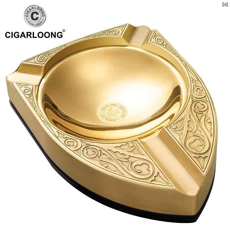 タバコグッズ　タバコ用品　かっこいい　大人 CIGARLOONG シガー 灰皿 大型 エンボス 加工 金属つ 消し 煙 ギフト ボックス