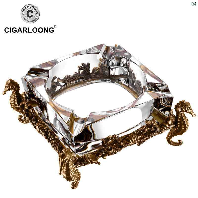 タバコグッズ　タバコ用品　かっこいい　大人 CIGARLOONG シガー 灰皿 ヨーロピアン オーストリア クリスタル ブロンズ 彫刻 CE 4302