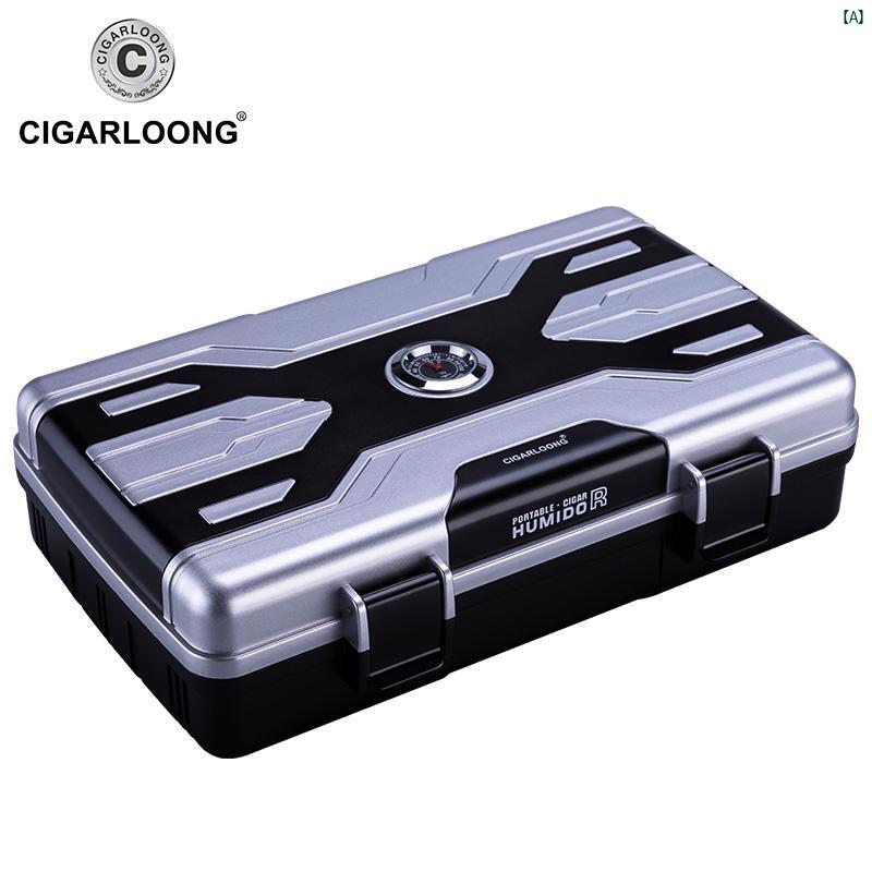 タバコグッズ　タバコ用品　かっこいい　大人 CIGARLOONG シガー ヒュミドール ポータブル シガーボックス ハサミ セット 10本