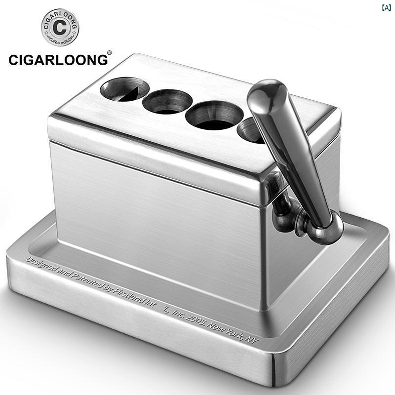 タバコグッズ　タバコ用品　かっこいい　大人 CIGARLOONG 卓上 ステンレス製 4 穴 シガーカッター V 字型 シガー ハサミ